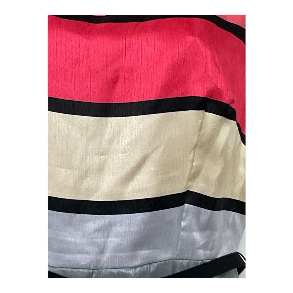 Danny & Nicole Red, Cream & Black Striped Sleeveless Belted Midi‎ Dress Sz 10 - Picture 4 of 6